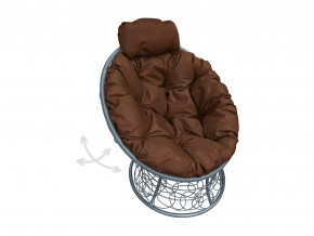 Кресло Папасан мини пружинка с ротангом коричневая подушка в Красноуральске - krasnouralsk.magazinmebel.ru | фото