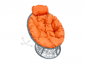 Кресло Папасан мини пружинка с ротангом оранжевая подушка в Красноуральске - krasnouralsk.magazinmebel.ru | фото - изображение 1