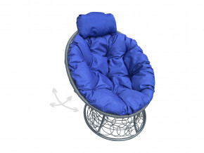 Кресло Папасан мини пружинка с ротангом синяя подушка в Красноуральске - krasnouralsk.magazinmebel.ru | фото