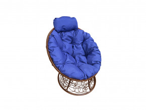 Кресло Папасан мини с ротангом синяя подушка в Красноуральске - krasnouralsk.magazinmebel.ru | фото