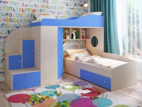 Кровать Кадет 2 Дуб молочный-голубой в Красноуральске - krasnouralsk.magazinmebel.ru | фото