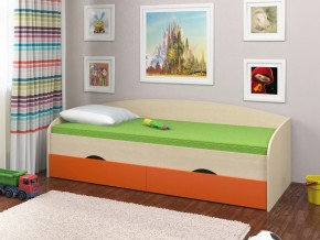 Кровать Соня 2 дуб молочный-оранжевый в Красноуральске - krasnouralsk.magazinmebel.ru | фото