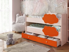 Кровать Соник с ящиком млечный дуб-оранж в Красноуральске - krasnouralsk.magazinmebel.ru | фото
