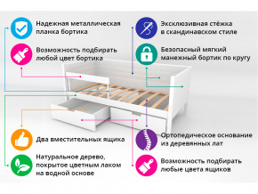 Кровать-тахта мягкая Svogen с ящиками и бортиком мятно-синий в Красноуральске - krasnouralsk.magazinmebel.ru | фото - изображение 3