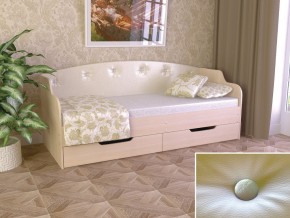 Кровать Юниор Тип 2 дуб молочный-белый перламутр 800х1600 в Красноуральске - krasnouralsk.magazinmebel.ru | фото - изображение 1