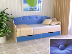 Кровать Юниор Тип 2 дуб молочный/синий 900х2000 в Красноуральске - krasnouralsk.magazinmebel.ru | фото - изображение 1